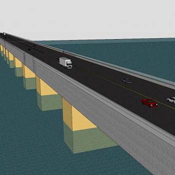 梁架混凝土海上大桥SU模型下载_sketchup草图大师SKP模型