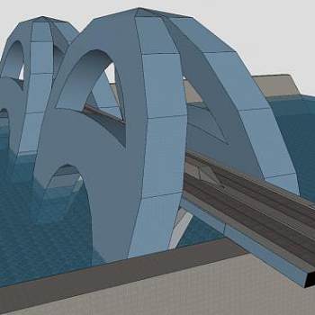 现代新月形桥梁SU模型下载_sketchup草图大师SKP模型