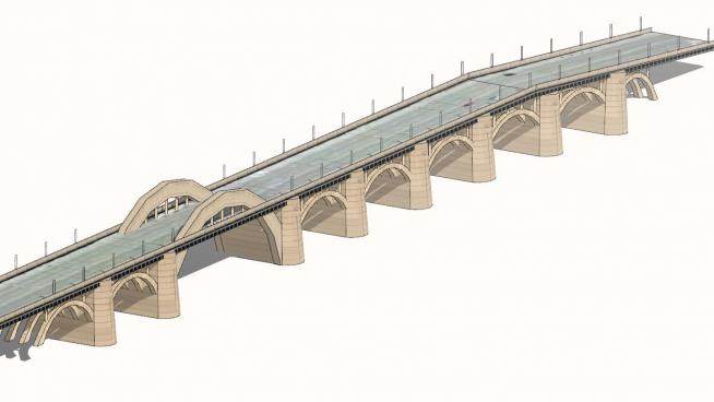 罗伯特街大桥建筑SU模型下载_sketchup草图大师SKP模型