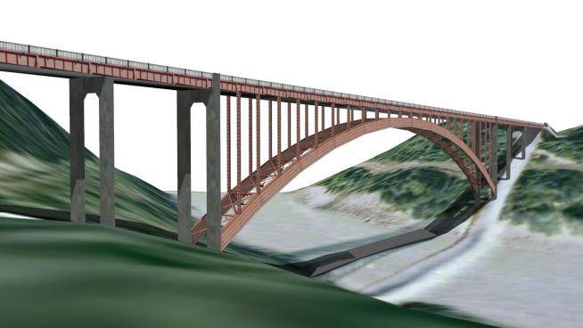 跨山峡公路桥SU模型下载_sketchup草图大师SKP模型