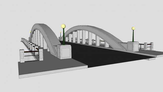 现代人形桥拱桥SU模型下载_sketchup草图大师SKP模型