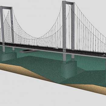 海上拉索跨桥SU模型下载_sketchup草图大师SKP模型