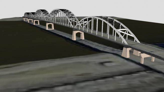 石岛百年桥桥梁SU模型下载_sketchup草图大师SKP模型