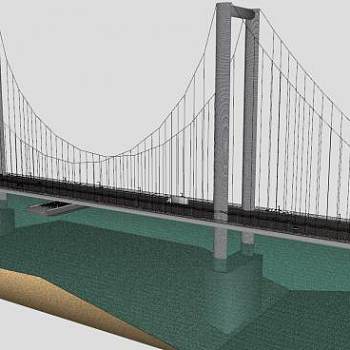 桥梁建筑悬索桥SU模型下载_sketchup草图大师SKP模型