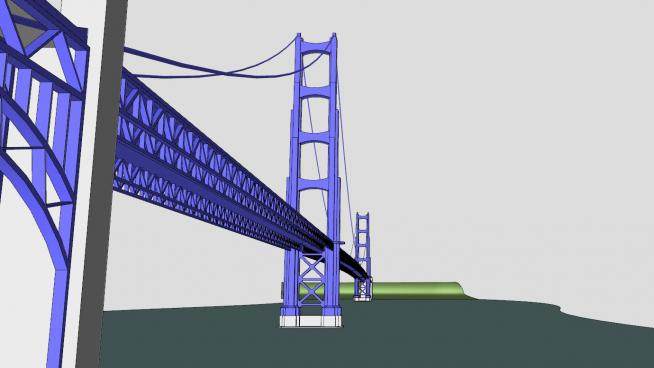 悬索桥建筑桥梁SU模型下载_sketchup草图大师SKP模型