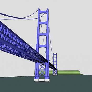 悬索桥建筑桥梁SU模型下载_sketchup草图大师SKP模型