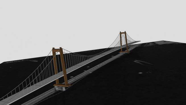 悬索桥建筑大桥SU模型下载_sketchup草图大师SKP模型