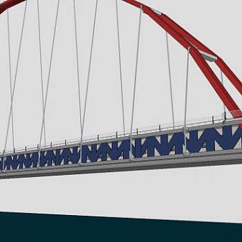 现代拱形悬索桥建筑SU模型下载_sketchup草图大师SKP模型