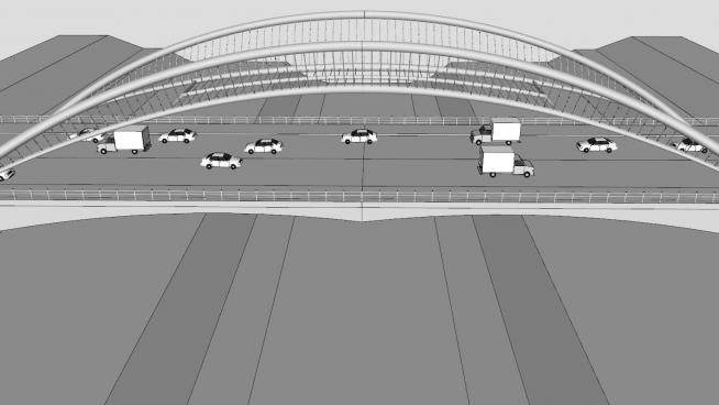建筑桥白色拱桥SU模型下载_sketchup草图大师SKP模型