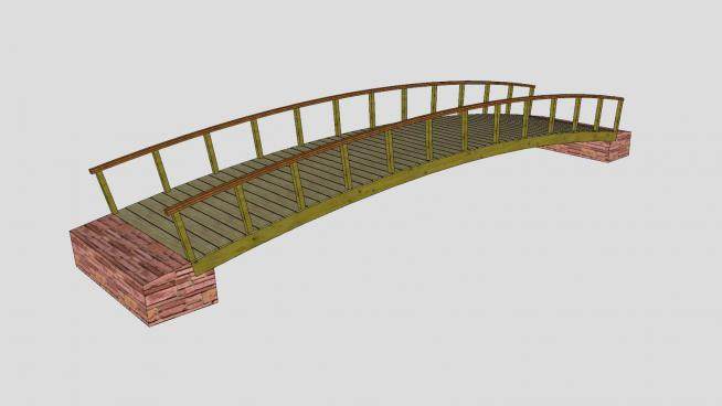 步行木架拱桥梁SU模型下载_sketchup草图大师SKP模型