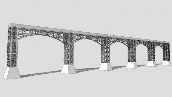 钢制梁架桥梁SU模型下载_sketchup草图大师SKP模型