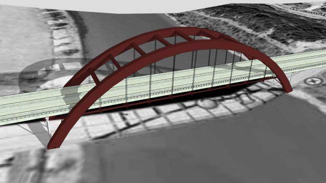 钢桁架跨河桥梁SU模型下载_sketchup草图大师SKP模型