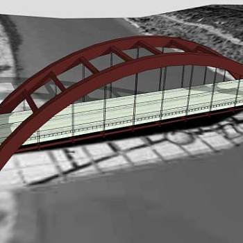 钢桁架跨河桥梁SU模型下载_sketchup草图大师SKP模型