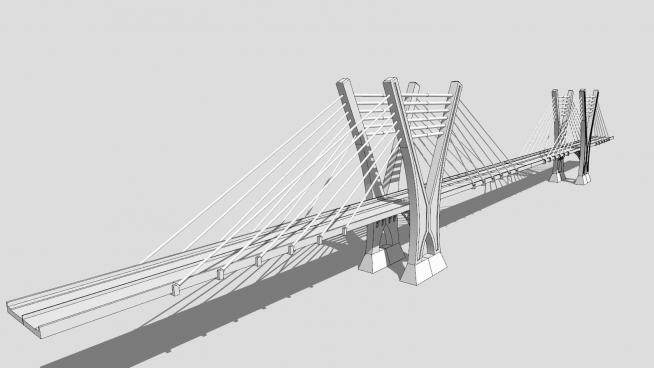 Y桥柱斜拉桥SU模型下载_sketchup草图大师SKP模型