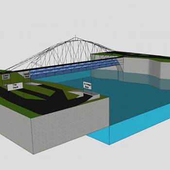 河道上的道路拱桥SU模型下载_sketchup草图大师SKP模型