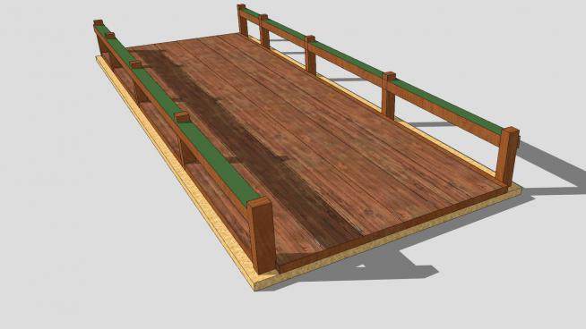 日式木板护栏直桥SU模型下载_sketchup草图大师SKP模型
