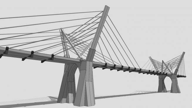 现代公路斜拉桥设施SU模型下载_sketchup草图大师SKP模型