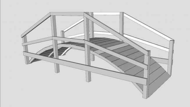 小型木架拱桥SU模型下载_sketchup草图大师SKP模型