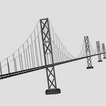 四车道公路悬索桥SU模型下载_sketchup草图大师SKP模型