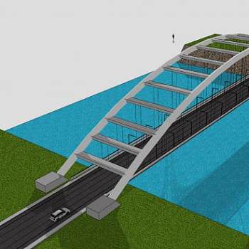 公路道路弦桥SU模型下载_sketchup草图大师SKP模型