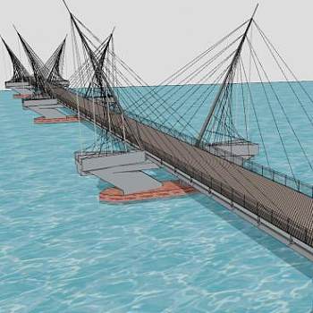 斜拉毕蒂桥SU模型下载_sketchup草图大师SKP模型