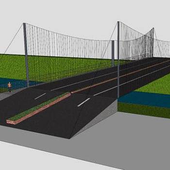 四条车道公路桥梁SU模型下载_sketchup草图大师SKP模型