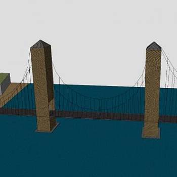 悬索砖柱桥梁SU模型下载_sketchup草图大师SKP模型