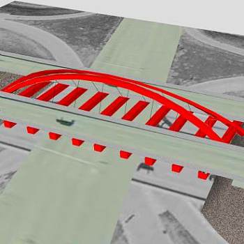 双肋斜拉拱桥SU模型下载_sketchup草图大师SKP模型