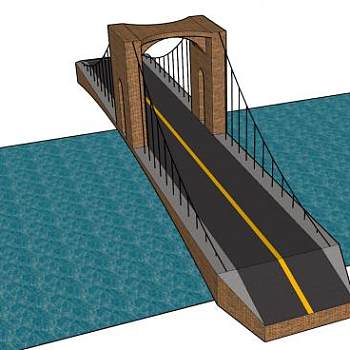 建议悬索桥SU模型下载_sketchup草图大师SKP模型