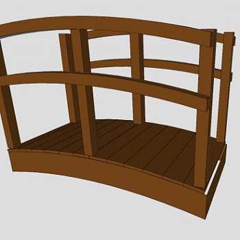 小型拱形木足桥SU模型下载_sketchup草图大师SKP模型