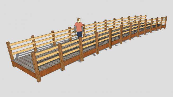 公园木板木拱桥SU模型下载_sketchup草图大师SKP模型