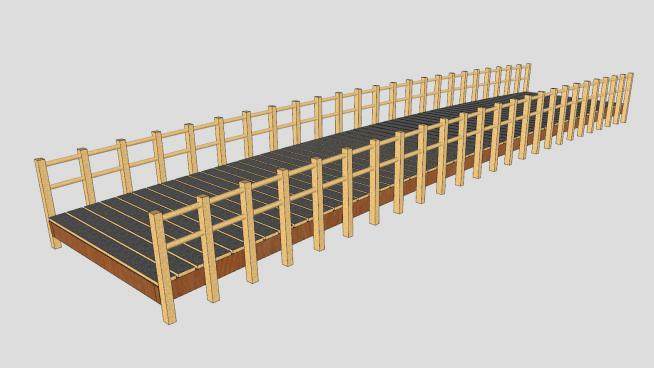 木制护栏拱桥SU模型下载_sketchup草图大师SKP模型