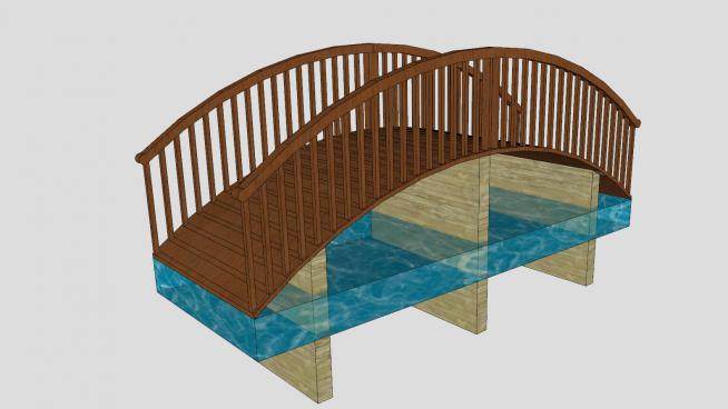 景观步行木拱桥SU模型下载_sketchup草图大师SKP模型