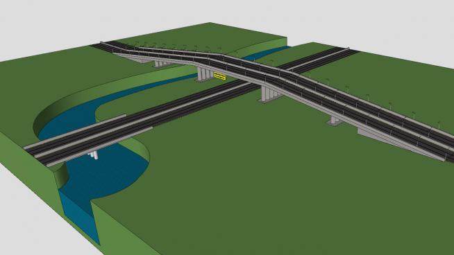 公路跨线立交桥SU模型下载_sketchup草图大师SKP模型