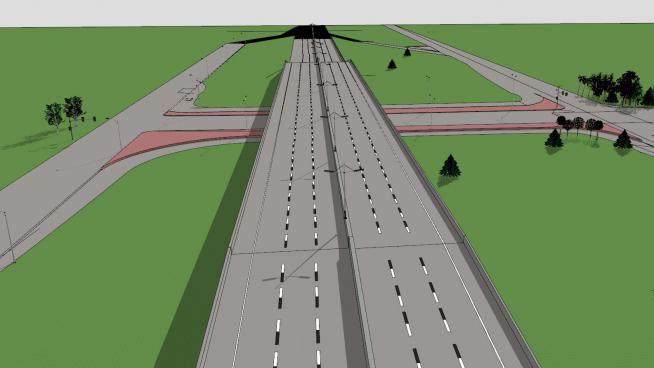 现代道路高架公路桥SU模型下载_sketchup草图大师SKP模型