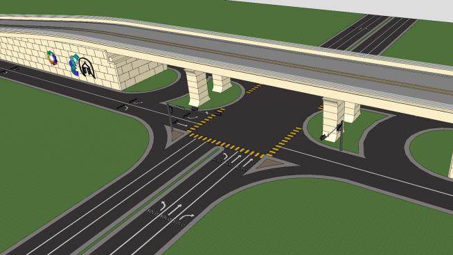 十字道路和高速桥SU模型下载_sketchup草图大师SKP模型