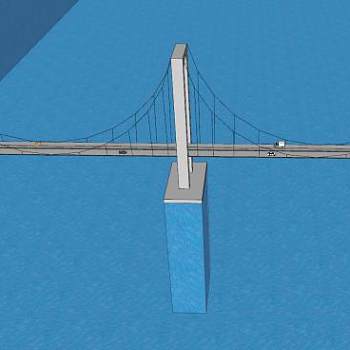 河道上的拉索桥SU模型下载_sketchup草图大师SKP模型