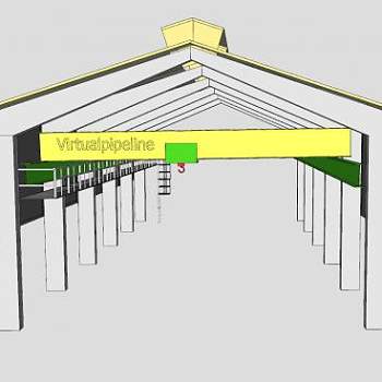 工业用预制金属建筑和室内桥梁SU模型下载_sketchup草图大师SKP模型