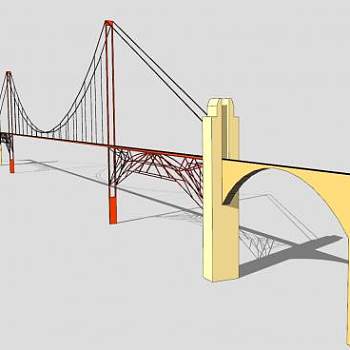 塔式悬索桥SU模型下载_sketchup草图大师SKP模型