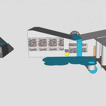 简易建筑流水墙设计SU模型下载_sketchup草图大师SKP模型