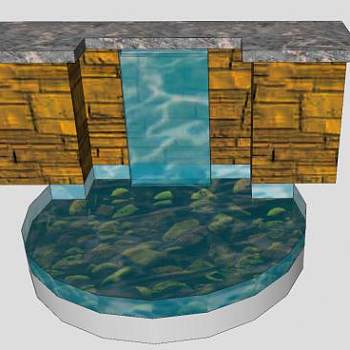 铸石水景壁墙SU模型下载_sketchup草图大师SKP模型