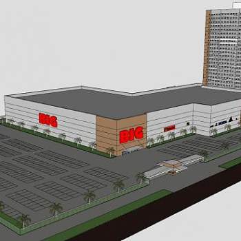 花园商场购物建筑SU模型下载_sketchup草图大师SKP模型