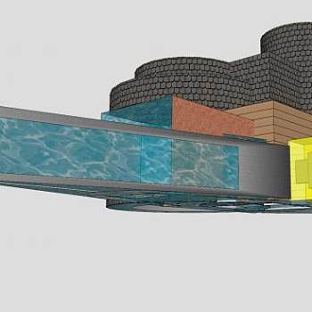 现代水景围墙建筑SU模型下载_sketchup草图大师SKP模型