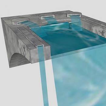 墙壁流水墙喷泉SU模型下载_sketchup草图大师SKP模型