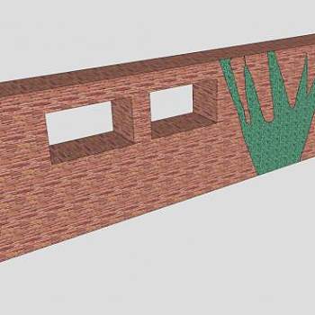砖石窗格围墙SU模型下载_sketchup草图大师SKP模型