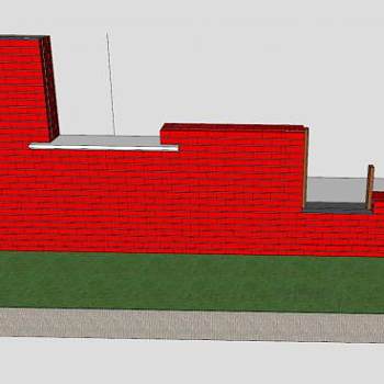 现代红色空心砖墙SU模型下载_sketchup草图大师SKP模型