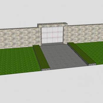 现代铁艺门围墙SU模型下载_sketchup草图大师SKP模型