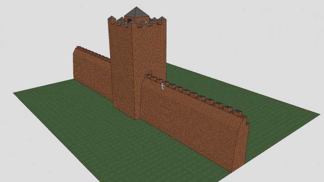 中世纪城墙城塔SU模型下载_sketchup草图大师SKP模型