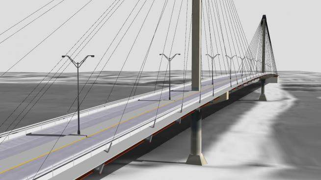 美国格兰特大桥建筑SU模型下载_sketchup草图大师SKP模型