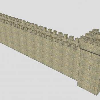 城墙楼护卫墙SU模型下载_sketchup草图大师SKP模型